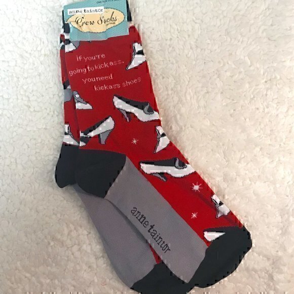 Anne Taintor Kick Ass Shoes Crew Socks - 1 Pair - Picture 1 of 5
